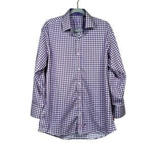 English Laundry Purple & White Plaid Button Up Long Sleeve Shirt Size 161/2 32/3